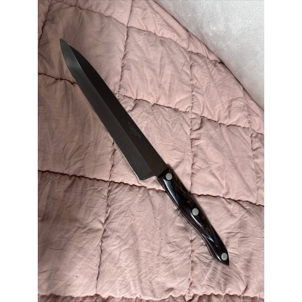 CUTCO Chef's Knife 1725 JF 9" Blade Brown Marbled Handle Olean NY Made In USA